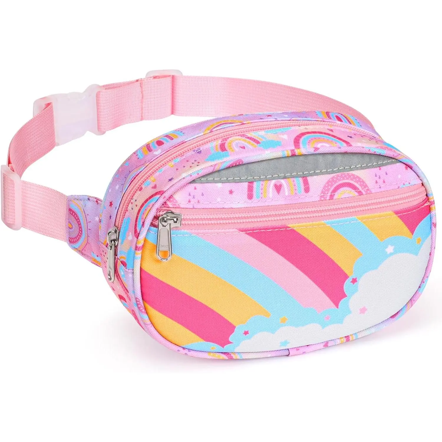 Women's Modern Rainbow Print Waist Bag - Adjustable Strap, Crossbody Fanny Pack, Personalized 4 Year Old Girl Gifts for Playground Fun, Compact