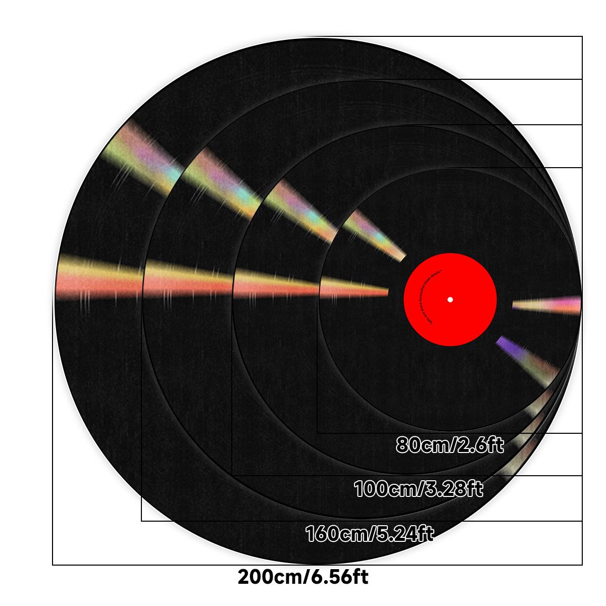 Vinyl Record Pattern Round Decorative Area Rug, Non-slip Washable Floor Mat, Soft Floor Carpet for Home Living Room Bedroom Game Room Decor, Vintage Printed Rugs