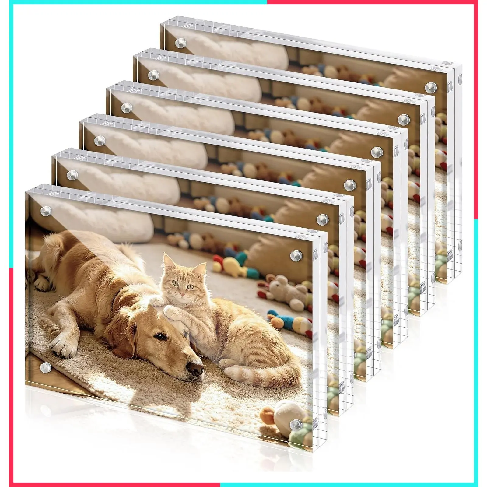 4x6 Acrylic Magnetic Floating Picture Frames, 3 Pack