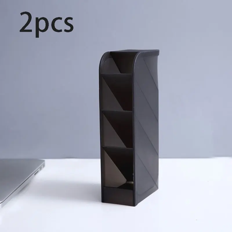 Adjustable Angle Pen Holder, 4-Compartment Transparent Plastic Pencil Organizer, Large Capacity, Office Desk Storage, Office Accessories