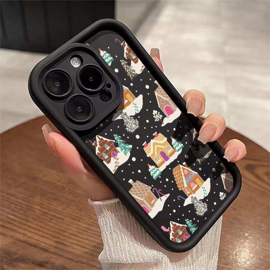 Christmas Gingerbread Houses Phone Case Suitable for Apple iPhone 17 E Air Pro ProMax iPhone16 15 14 Plus 13 12 Mini 11 X XS XR Shock Proof All Inclusive Lens Protection Girlish Style Cute Can Be Given to Friends