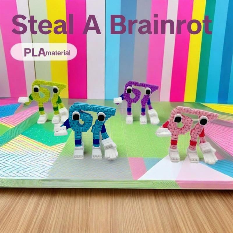 2pcs New 3D Printed 67 Brainrot Figure Miniature Car Desktop Home Decor Accessories Kids Toys Great Gift Living Room Decoration