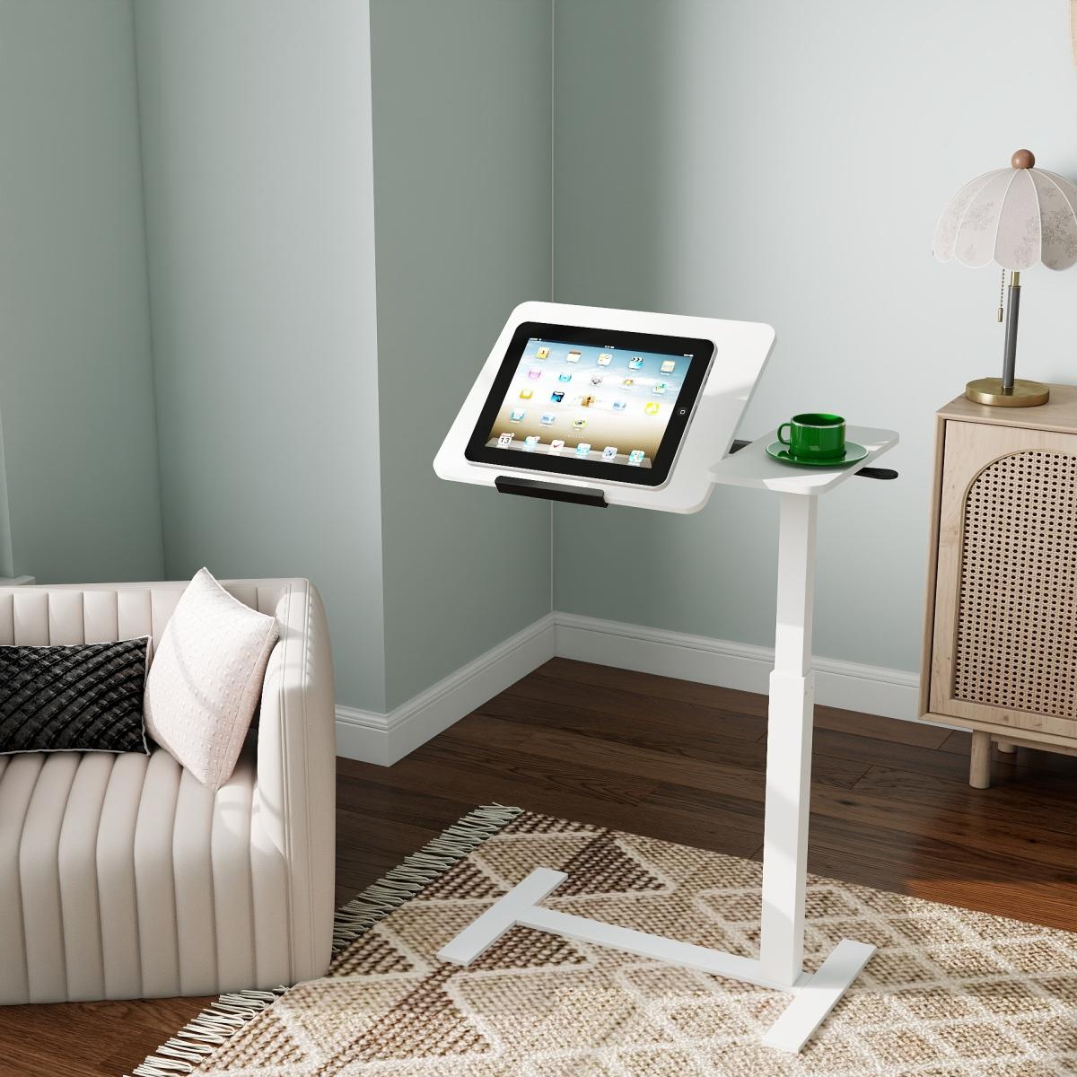 Mobile Adiustable Standing Desk, Overbed bedside desk with Flip Desktop and 4 Wheels, Height & Angle Adjustable Rolling Laptop table,Portable Over Bed Desk for Home, Office, Study, hospital.white Mobile Adiustable Standing Desk, Overbed bedside desk with Flip Desktop and 4 Wheels, Height & Angle Adjustable Rolling Laptop table,Portable Over Bed Desk for Home, Office, Study, hospital.white