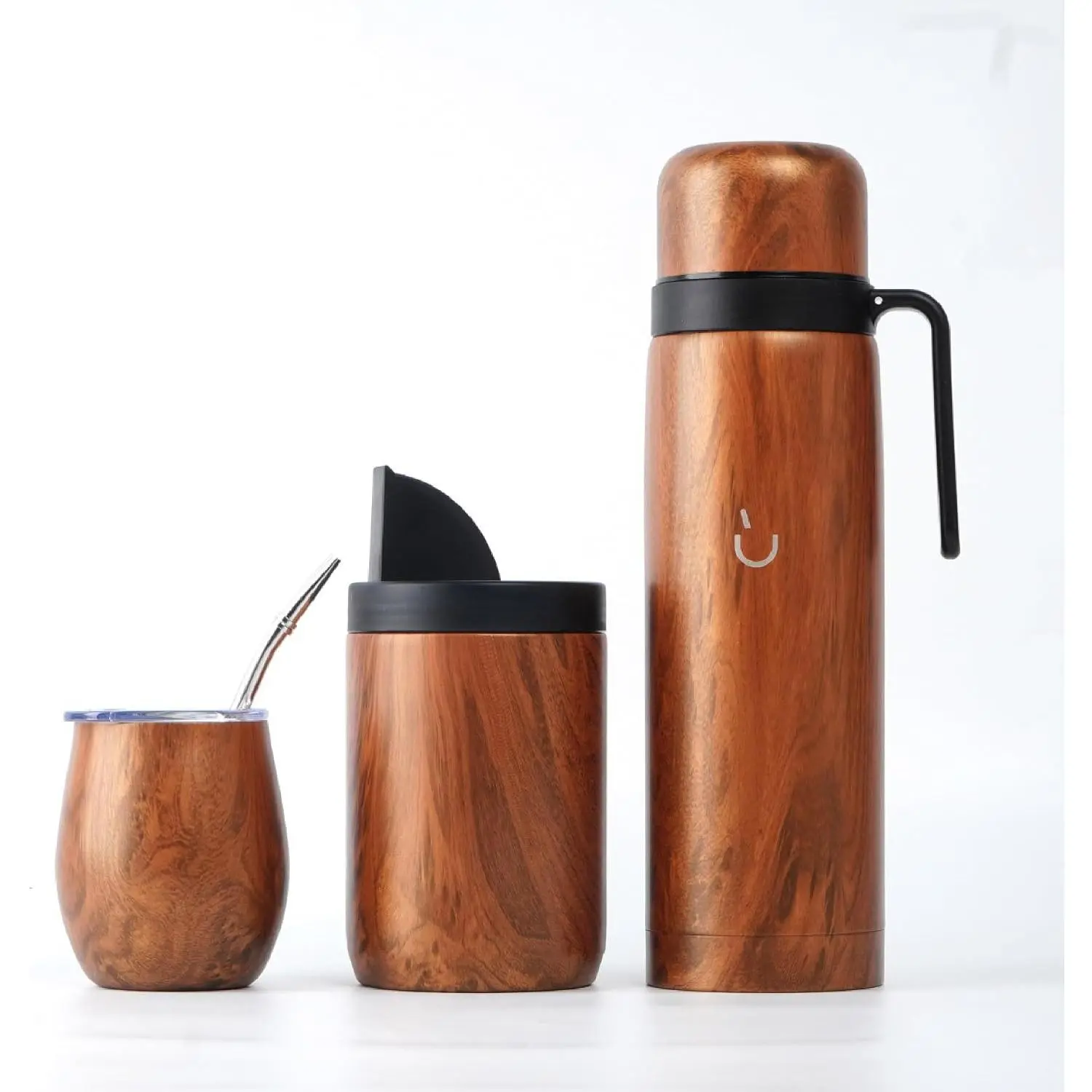 Complete Yerba Mate Set 1000 ml - Modern Mate Gourd, Thermal Flask, Yerba Container, Bombilla and Cleaning Brush Included -  304 18/8 Stainless Steel