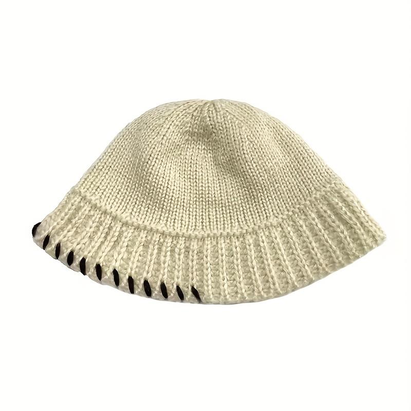 Men's New Overlock Fisherman Hat, Men's Autumn And Winter Trendy Knitted Hat, Men's Big Head Circumference Black Hat