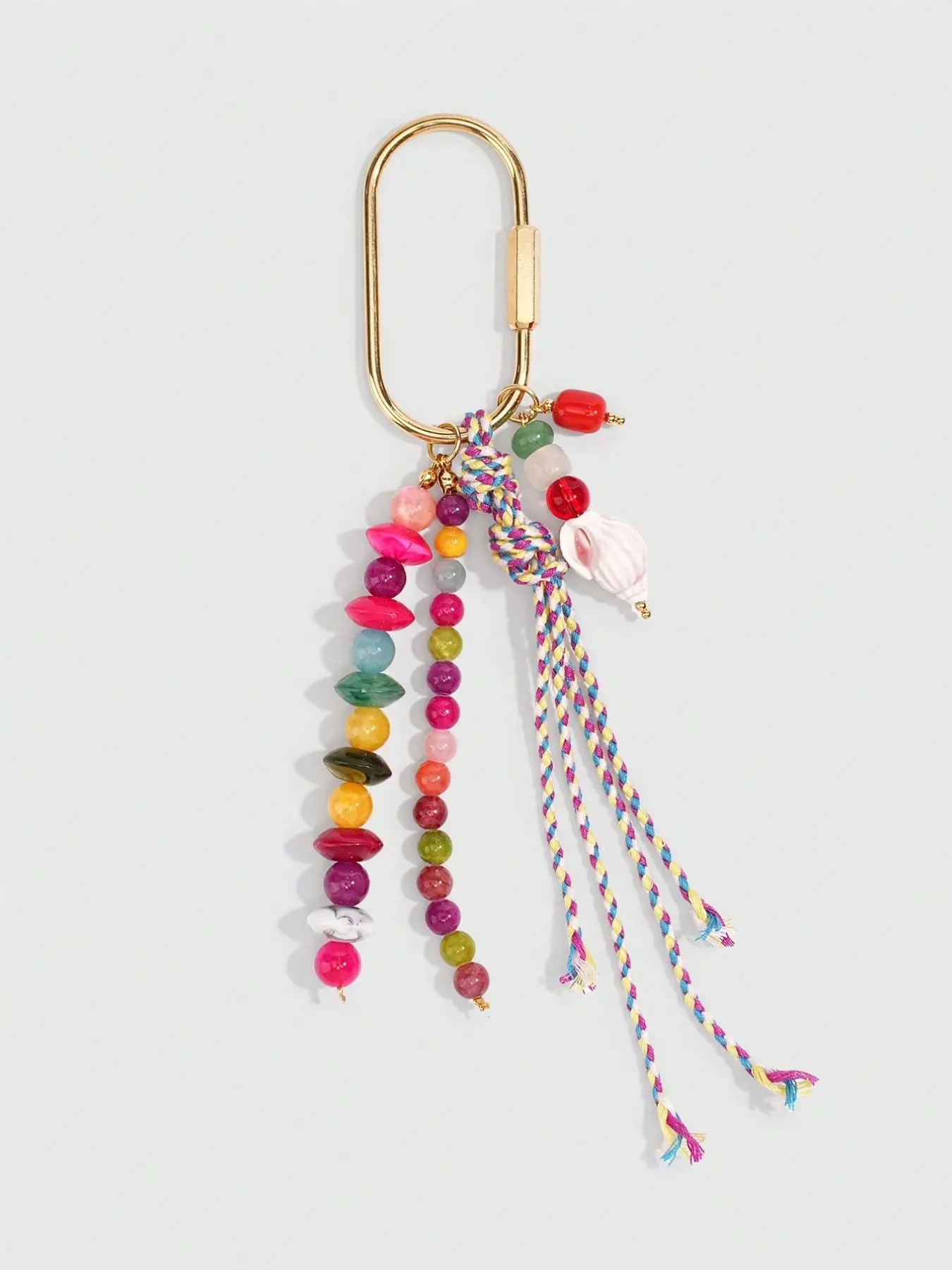 Spring Summer Multicolor Beaded Bag Keychain, Braided Rope Pendant, DIY Accessory, Fashionable Bag Charm, Trendy Jewelry, Keychain Accessories