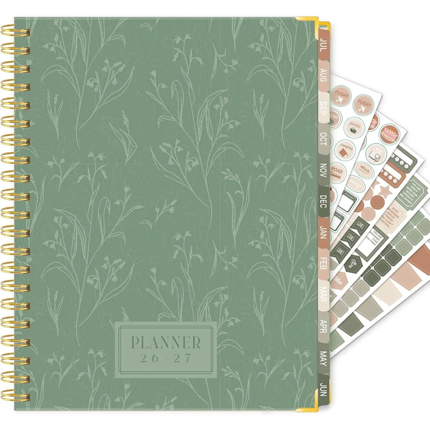 Planner 2026-2027, Academic Year Weekly and Monthly Calendar Planner, Jul 2026 - Jun 2027, Hardcover Daily Agenda Book for Teacher Student, School Office Supplies, A5 6.1"x 8.4", Greenery Green