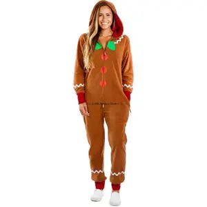 18ACTIVEKITAdult Christmas cosplay costume gingerbread long sleeved zipper hooded sweatshirt for men and women party cosplay