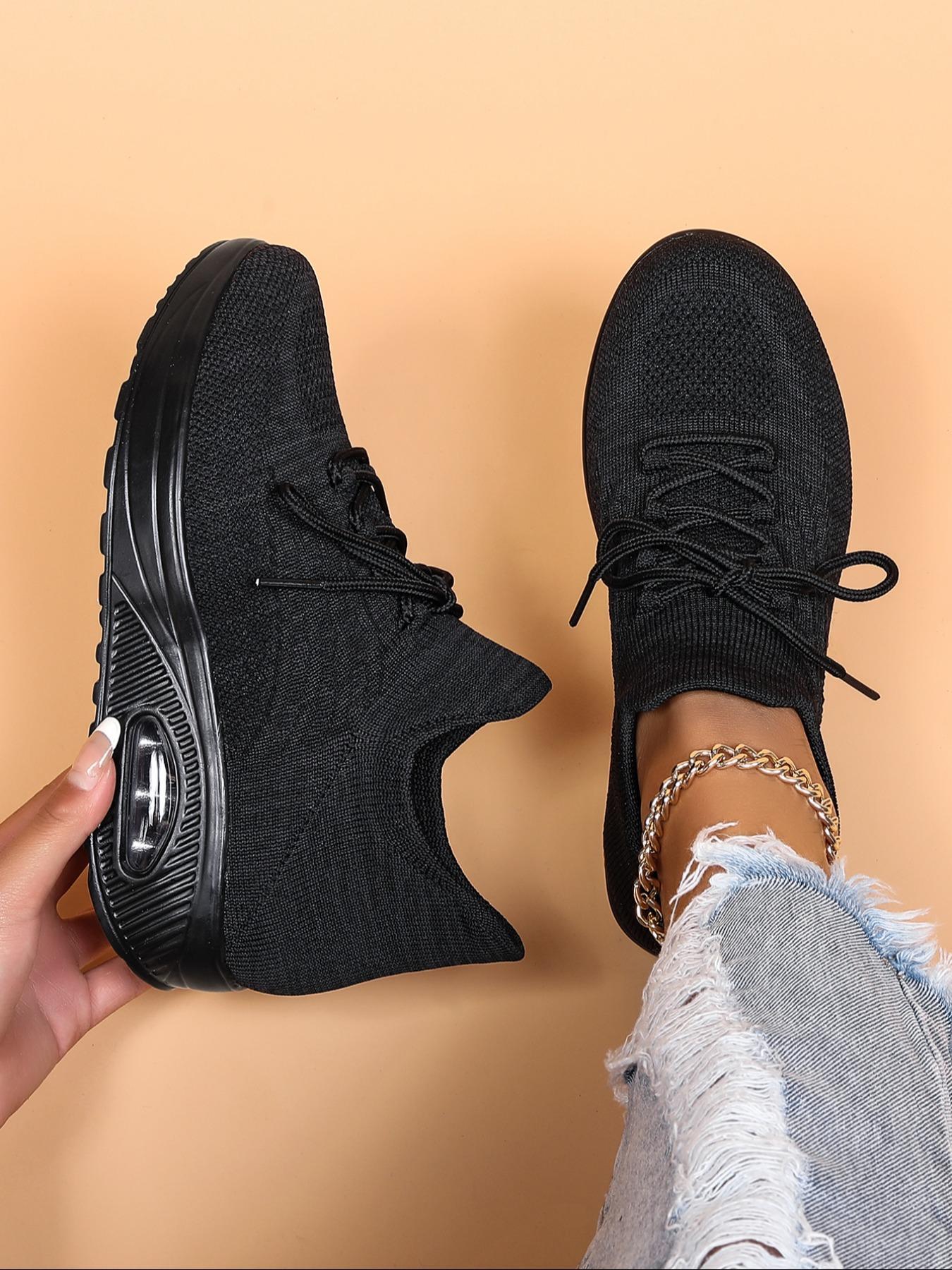 Women's Fashionable Ditsy Floral Print Lace Up Low Top Sneakers, Casual Breathable Comfortable Sports, All-match Round Toe Shoes for Daily Wear, Knitted Running Shoes