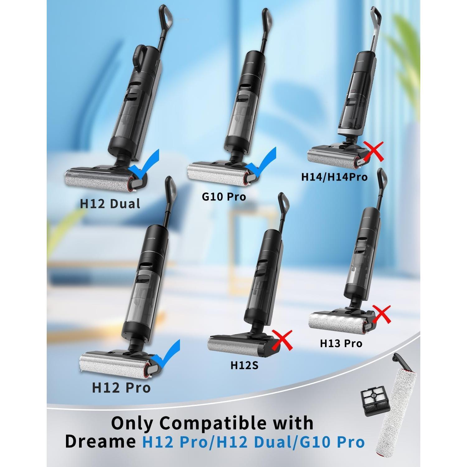 (6pcs) Replacement Brush Rollers And HEPA Filters For  H12 Pro/ H12 Dual Wet Dry Vacuum Cleaner, Replacement  Accessories Kit Inclue 3 Vacuum Filter, 2 Roller Brushes