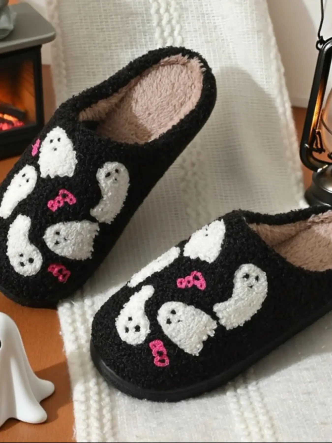 Autumn Winter New Comfortable Thick Sole Non-Slip Simple Halloween Ghost Classic Style Cute Funny Versatile Casual Indoor Home Slippers