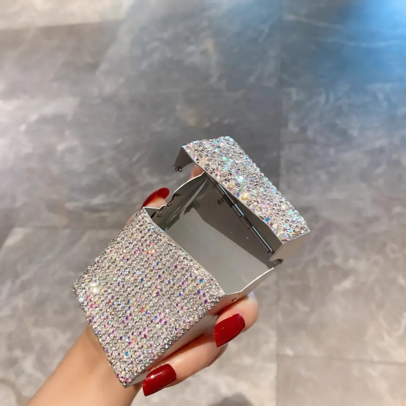 Luxury Rhinestone Cigarette Case, Automatic Lid, Waterproof, Moisture-Resistant, Fashionable, Travel Essential, Gift Idea