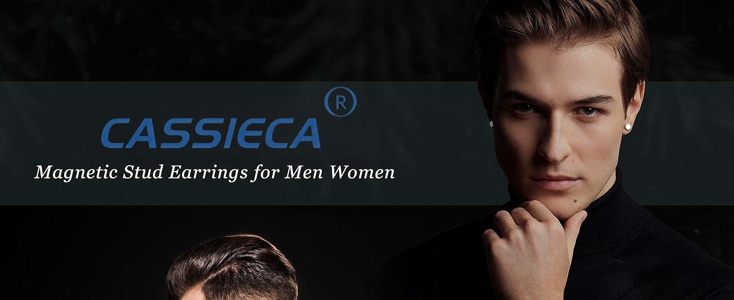 4Pairs Stainless Steel Magnetic Stud Earrings for Men Women Silver Tone CZ Non-Piercing Clip On Stud Earrings Set 6-8MM