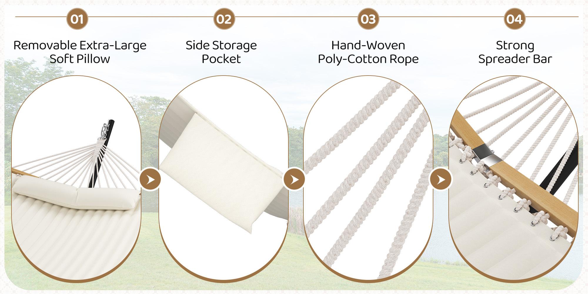 Outdoor Rope Hammock with Stand, Portable Anti-Tipping Hammock in Multiple Color Options, Hand-Woven Durable Ropes for Backyard, Beach & Poolside, Navy Blue, Blue Stripes, Red Stripes, Green Stripes, Gray Floral, Off-White Outdoor Rope Hammock with Stand, Portable Anti-Tipping Hammock in Multiple Color Options, Hand-Woven Durable Ropes for Backyard, Beach & Poolside, Navy Blue, Blue Stripes, Red Stripes, Green Stripes, Gray Floral, Off-White