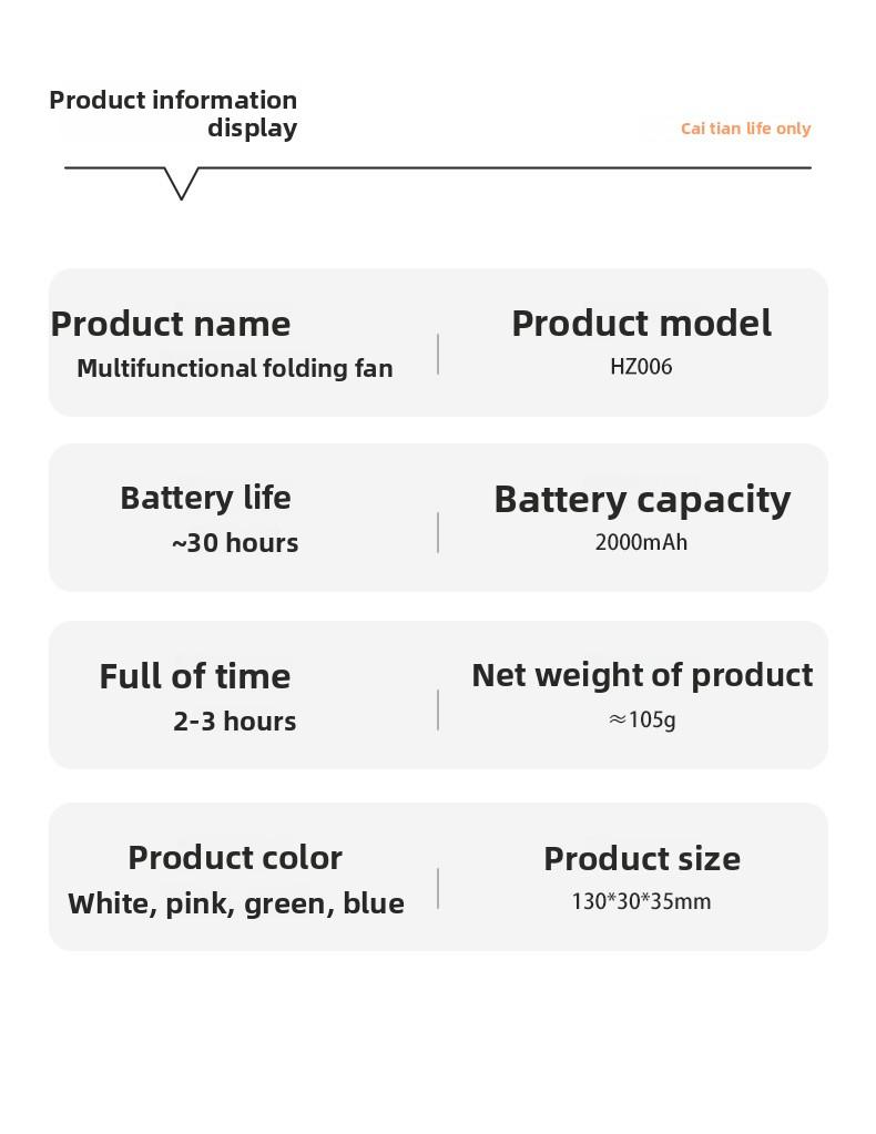Handheld portable mini fan, retractable USB rechargeable fan, silent for office desktop use