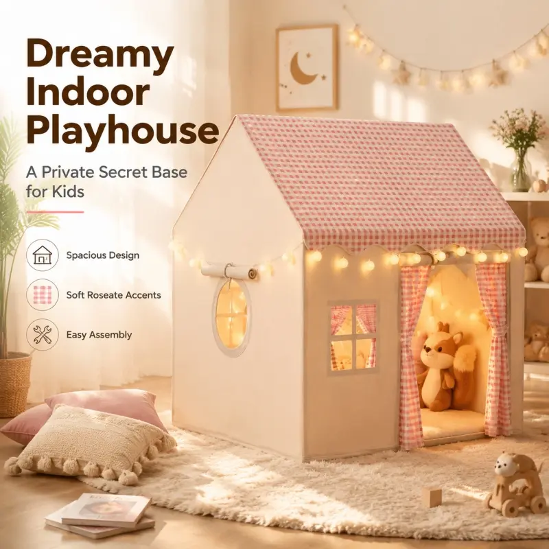Indoor Game Tent, Private Dream Castle, Kids' Exclusive Secret Base, Three Cute Color Options, Perfect for Playtime Fun