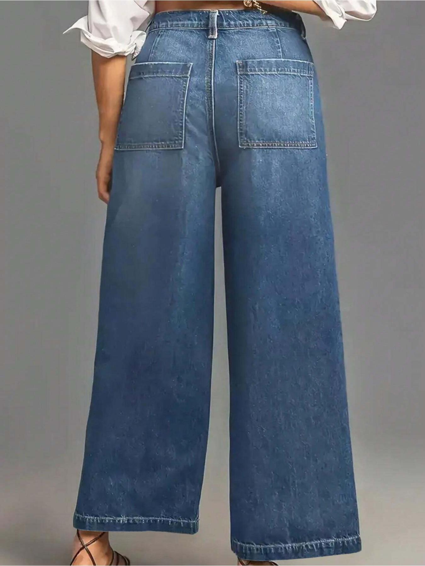 Women's personalized, comfortable, versatile, trendy and fashionable straight-leg denim trousers