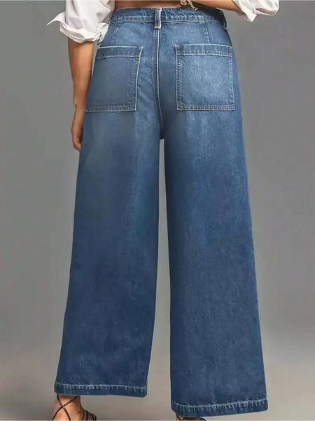 Women's personalized, comfortable, versatile, trendy and fashionable straight-leg denim trousers Women's personalized, comfortable, versatile, trendy and fashionable straight-leg denim trousers