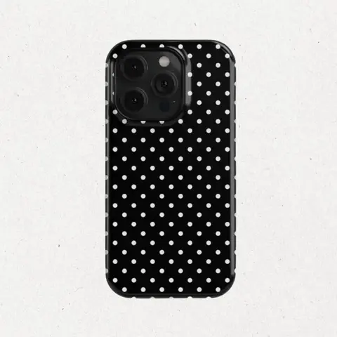Black Polka Dot Anti - Drop Phone Case - Aesthetic Black and White,Suitable for Iphone17Pro Max ,17. 16Pro/15/14/13/12/11