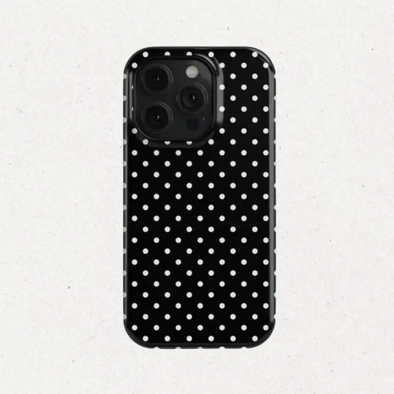 Black Polka Dot Anti - Drop Phone Case - Aesthetic Black and White,Suitable for Iphone17Pro Max ,17. 16Pro/15/14/13/12/11