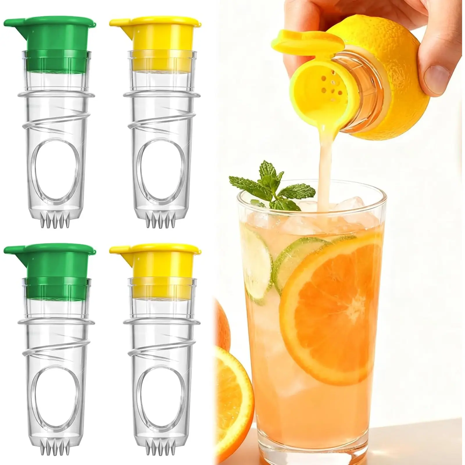 4 Pack Portable Lemon Squeezer Citrus Juicer  Twist-Top Manual Design with Seed Filter, Hand Press for Lemon Lime Orange Juice, Easy Clean for Cocktails, Drinks & Cooking