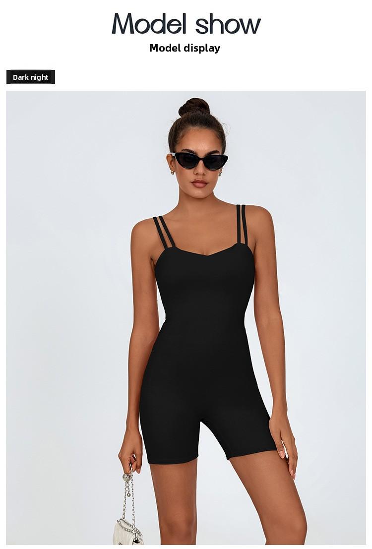 Women's low-cut sexy yoga jumpsuit, breathable and quick-drying, with a beautiful back and cross-strap design to lift the buttocks, suitable for running, yoga, and fitness
