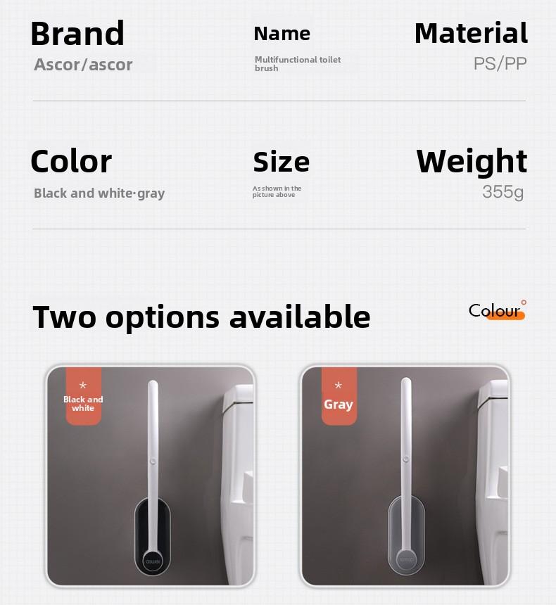 Disposable Toilet Brush with Holder, Deep Clean Toilet Scrubber with Replacement Heads, Quick Clean Toilet Brush for Bathroom, No Drilling