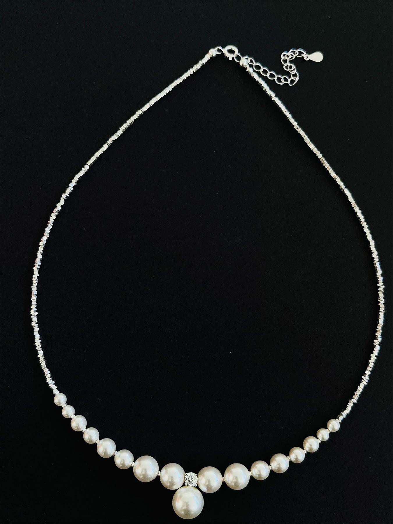 S925 Sterling Silver Faux Pearl Decorated Necklace for Women, Fashion Jewelry for Party, Daily Clothing Decor, Trendy All-match & Exquisite Jewelry for Birthday Gift