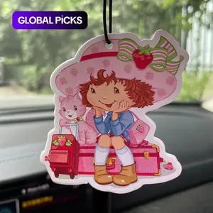 Cartoon Strawberry Girl Pattern Car Aromatherapy Tablet Decoration, Car Air Freshener Ornament, Car Rear-view Mirror Decorative Pendant, Car Interior Diffusers, Car Interior Accessories #TOP PICKS