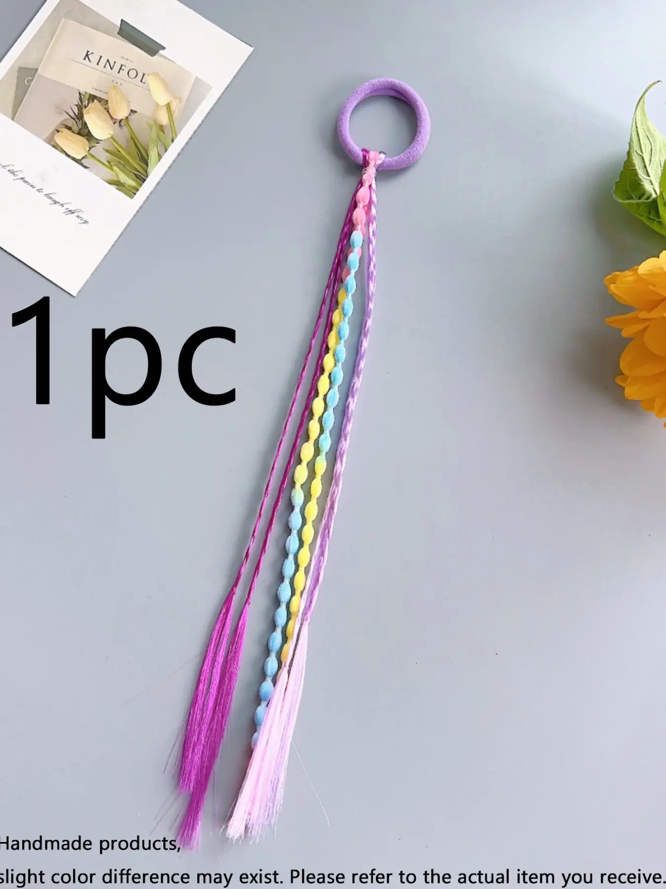 Girls' Multi-Color Hair Accessories Pack, Braided Ponytail Elastics, Sweet Cool Boxing Braid Hairbands, High Ponytail Bean Braid Headbands