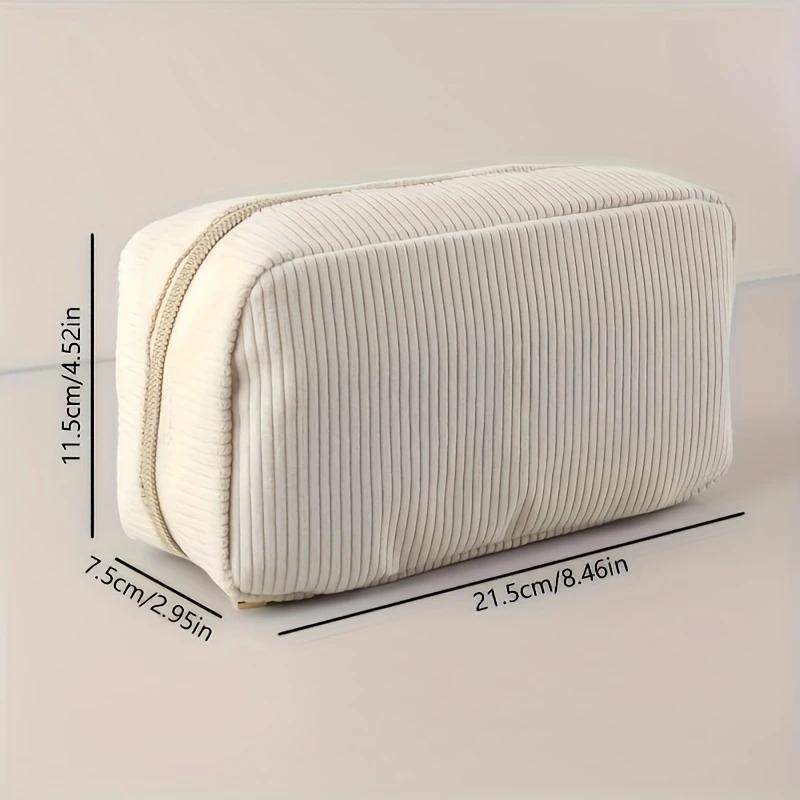 Large Capacity Cosmetic Organizer Bag, Fashion Flannel Storage Pouch, Portable Travel Case, Ideal for Stationery, Cosmetics, Chargers, Gifts