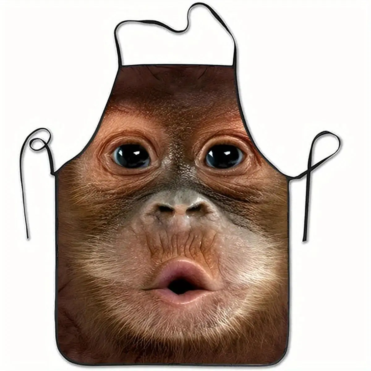 Novelty Gorilla Cubs Close-Up Face Print Sleeveless Apron, Premium Polyester Stylish Work Apron, Lightweight Unisex Kitchen Apron for Home Cooking, Baking, Grilling, Crafting & Daily Household Use