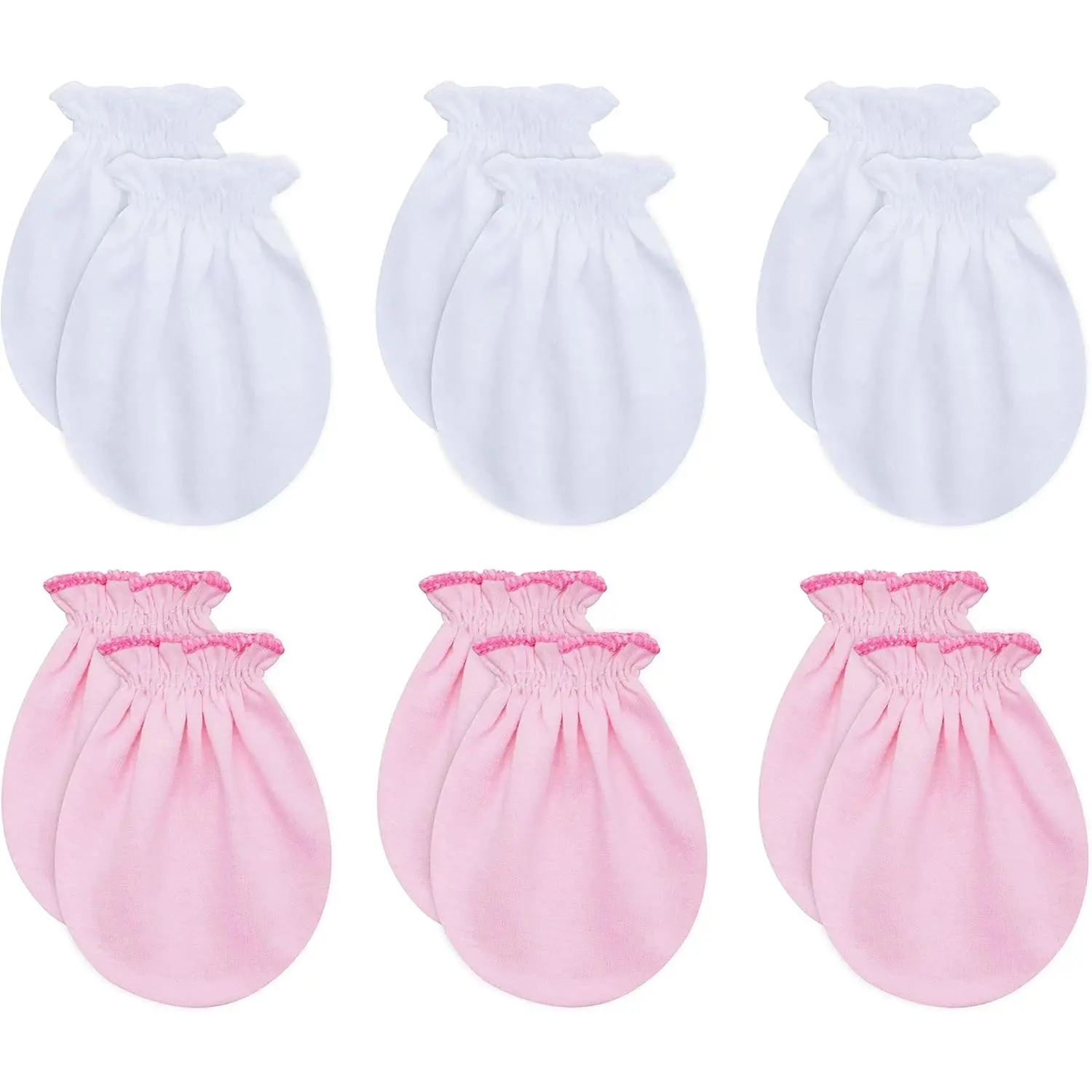 Organic Cotton Baby Mittens - Newborn No-Scratch Unisex Gloves, Affordable 6 Pairs/Assorted for 0-6 Months Infant Boys & Girls