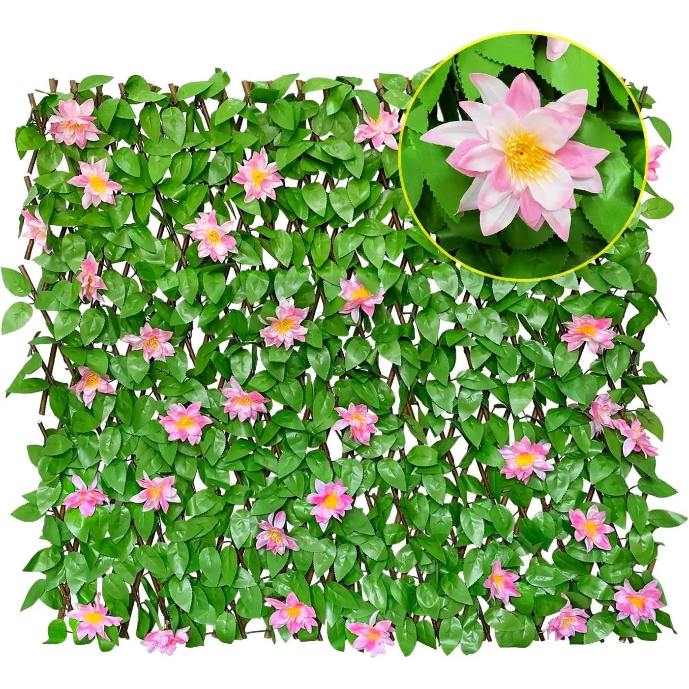 Expandable Faux Ivy Fence  Screen for Patio Outdoor Balcony Bedroom Decor,Artificial  Green-  Leaves Wall Decoration Fencing Panel(Single Sided Leaves)
