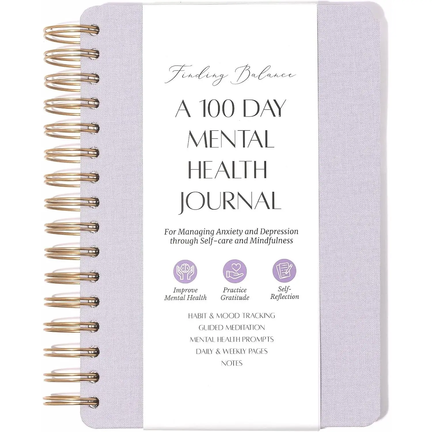 FINDING  A 100-DAY Mental  Journal – Daily Journal with Prompts for Mindfulness, Self-Care &  –  & Depression
