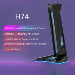 Gaming Headset Stand with 9 Light Modes, 2 in 1 Desk Organizer with USB Hub, Anti-Slip Weighted Base, Universal headphone stand for desk All Gaming Headsets