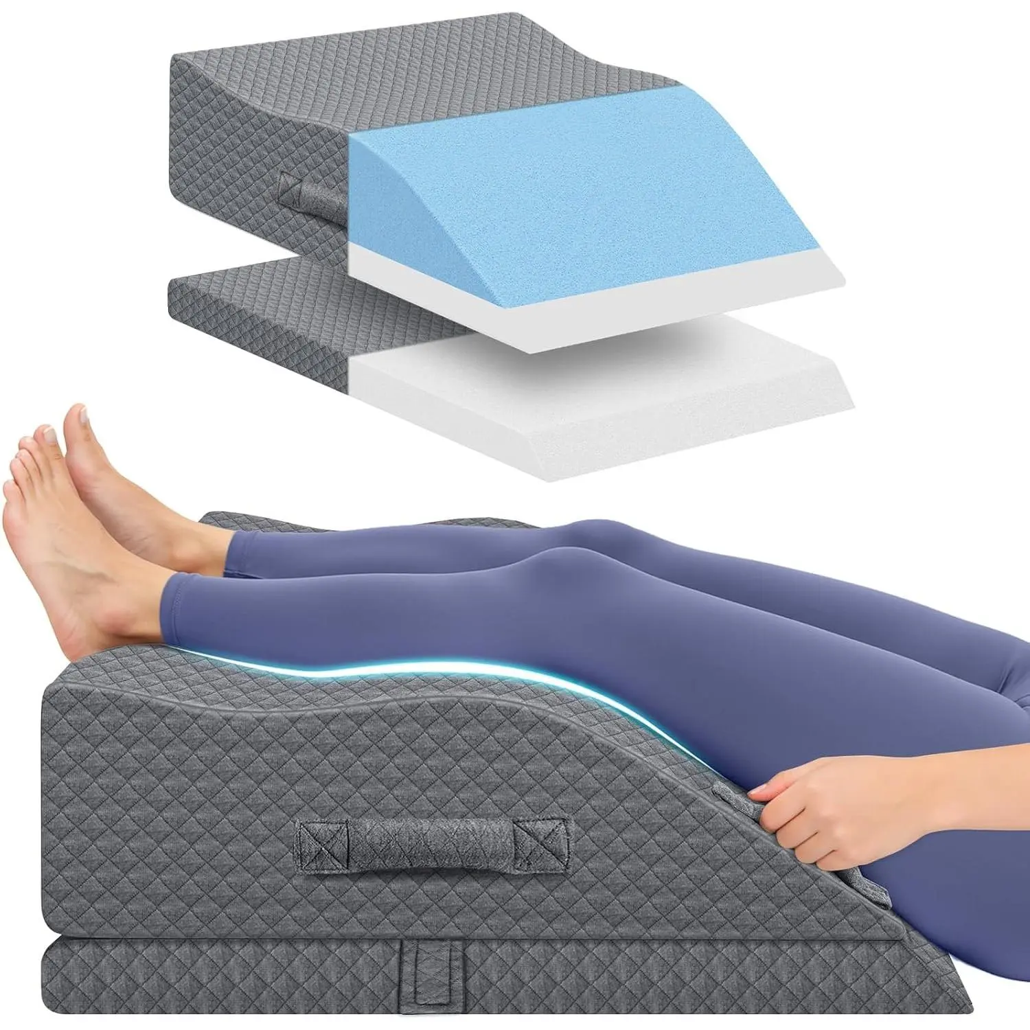 Elevation Pillows for  After , Memory  Adjustable Wedge Pillow for  or Rest, Ankle Pillow for Sleeping  Circulation Grey/Double