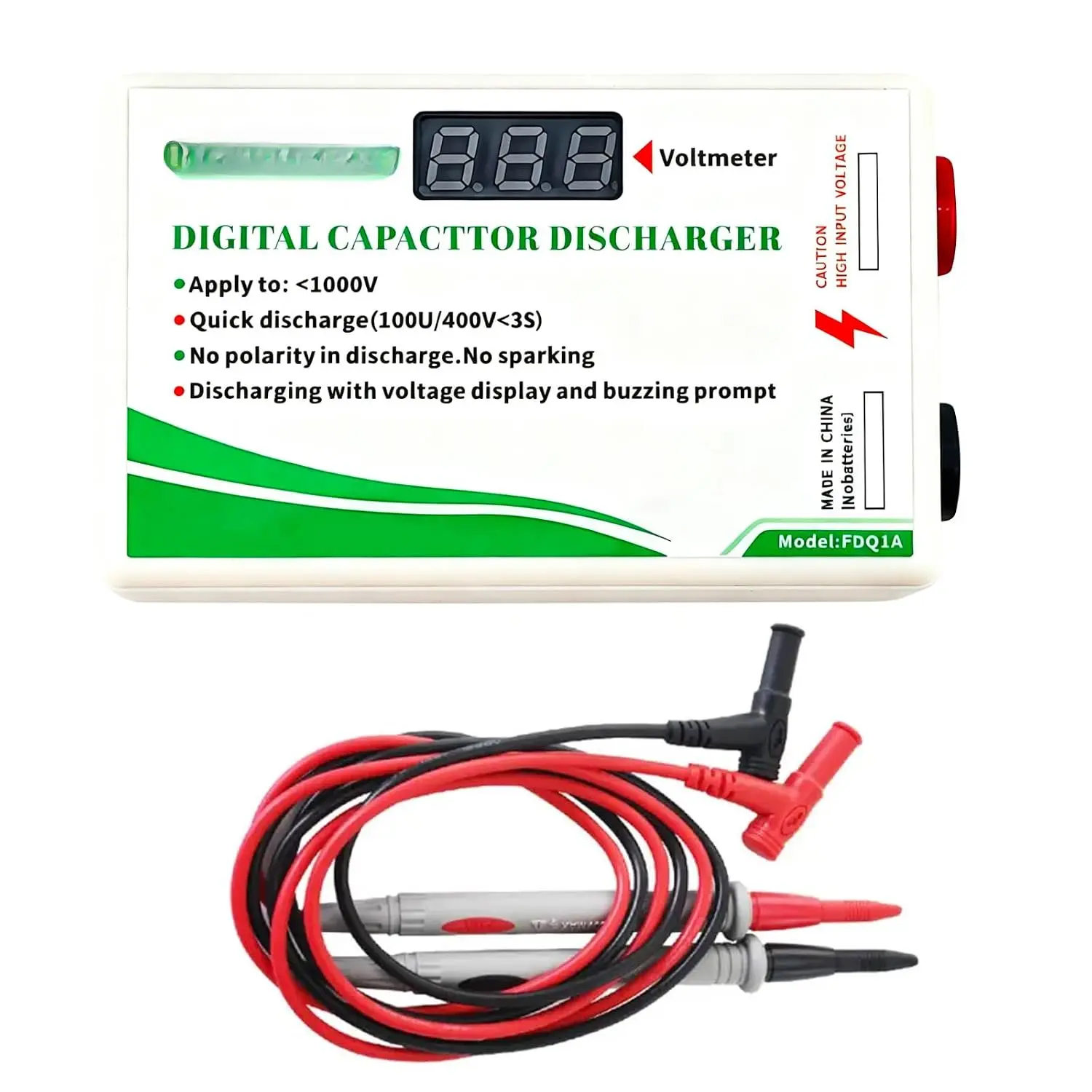 Digital  Capacitor Discharge Tool with Display, Buzzing Prompt |  Discharge Tool for HVAC/Automotive LED Light/4RD/CRT/Console Capacitors, with Test Probe, No Polarity
