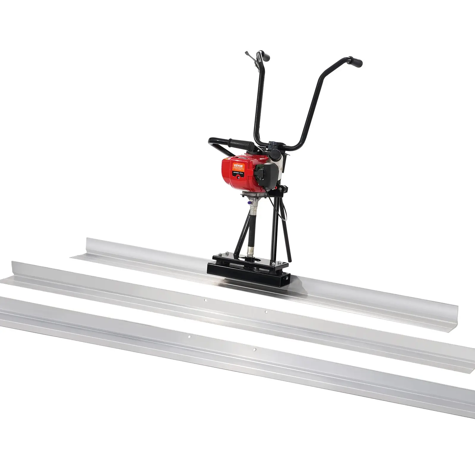 VEVOR Gas Concrete Power Screed, 6ft/8ft/11ft Aluminum Straight Edge Set, 4-Stroke 6500 RPM Motor, Height-Adjustable Handles, High-Efficiency Tool for Concrete Surfaces Finishing