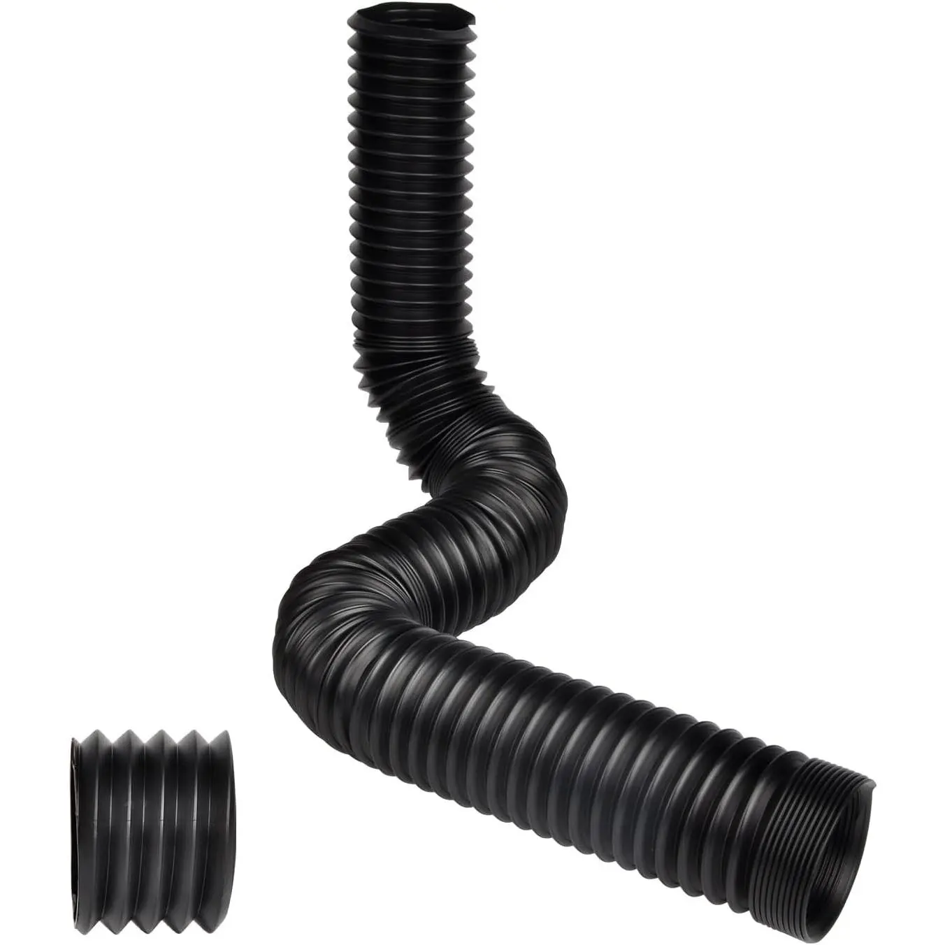 6.6ft Extra Extension Flexible Pipe for 3.1" OD Pipe, 2.6 inches ID, 3.1 inches OD, Pipe Stretched Length 6.6ft, Black