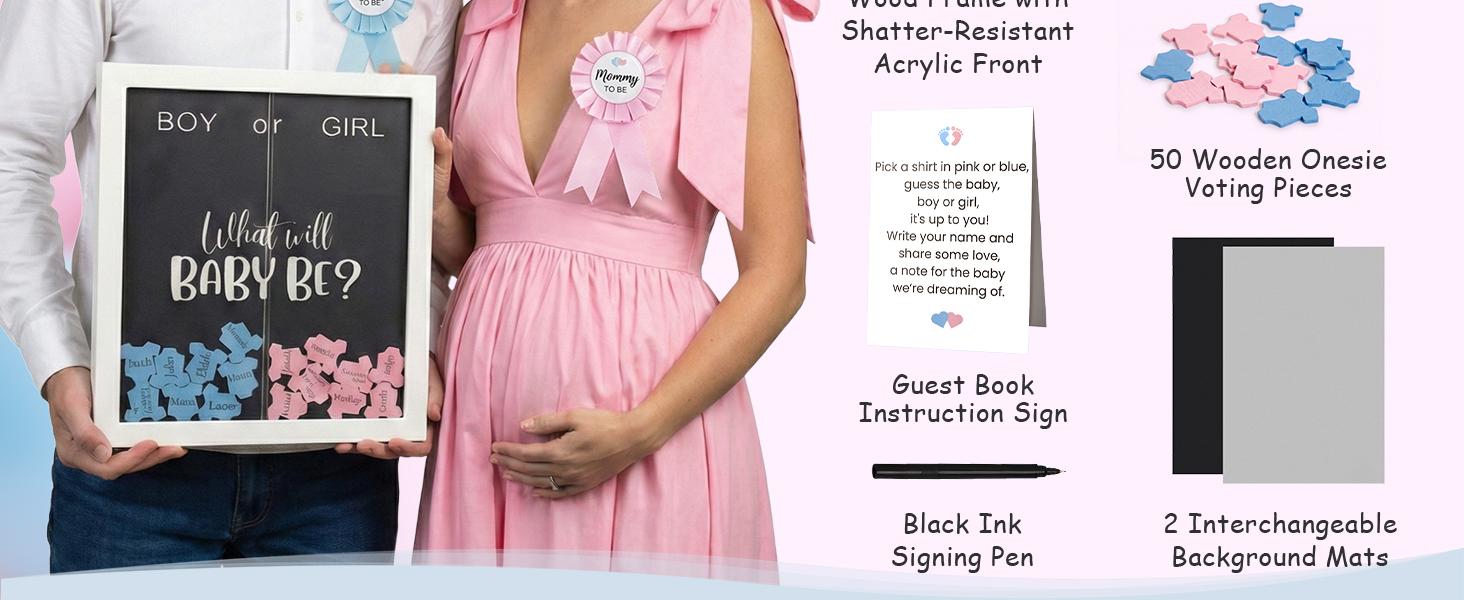 Gender Reveal Decorations for Party – Wooden Voting Board Game Keepsake, Baby Shower Gender Reveal Game, Guest Book Alternative, Cast Your Vote Boy or Girl, Gender Reveal Party Games for Guests