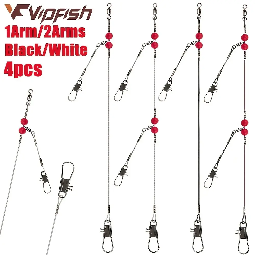 Vipfish Stainless Steel Fishing Leader Line Set, Fishing Tackle, Saltwater Freshwater, Anti-Tangle Swivel, Single/dual Hook, Ideal for Casting, Trolling, Fly Fishing, Fishing Equipment, Fishing Supplies