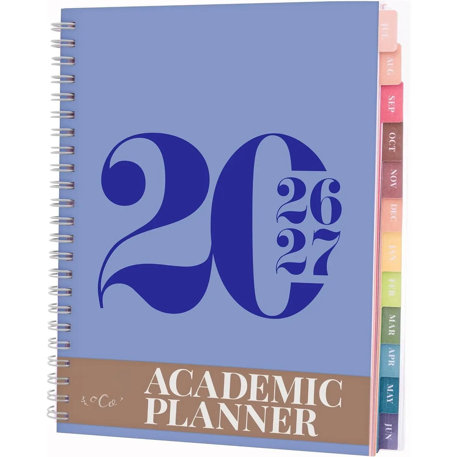 Academic Planner 2026-2027, Daily, Weekly  Monthly Planner, July 2026 - June 2027, Student Notes Pages, -Wire Binding, Weekly Agenda for School  Work (8 x 6-Inches, Typographic, Blue)
