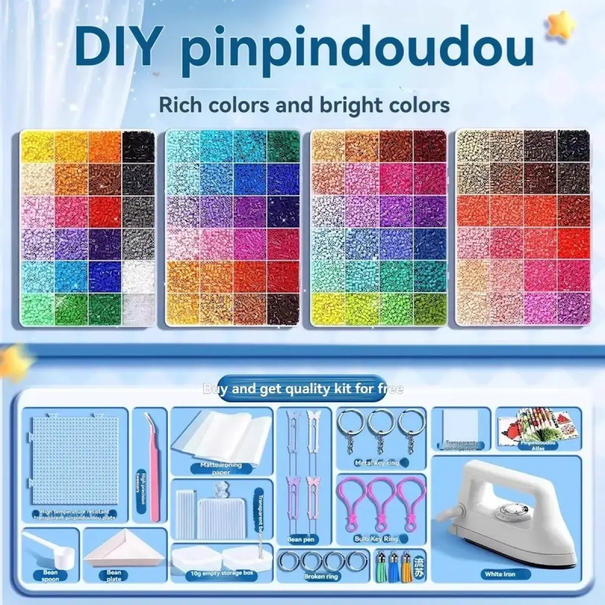 Fuse Beads Kit-3D-Easy DIY Crafts Supplies for Handicraft Enthusiast, Women, Great Supplies for Fuse Beads Artist, Art Decorations for Room, 24/48/72/96/120-Colors 14400-72000Pcs 2.6mm, Ideal Gift, Pixel Art,  End Of Year Student Gifts