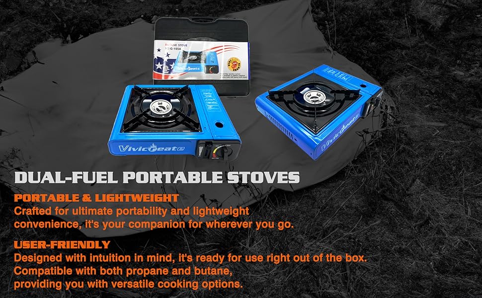 Vivicreate 7000 BTU Portable Butane Camping Stove – Korean Style Outdoor BBQ Burner for Hiking, Travel, and Emergency Cooking