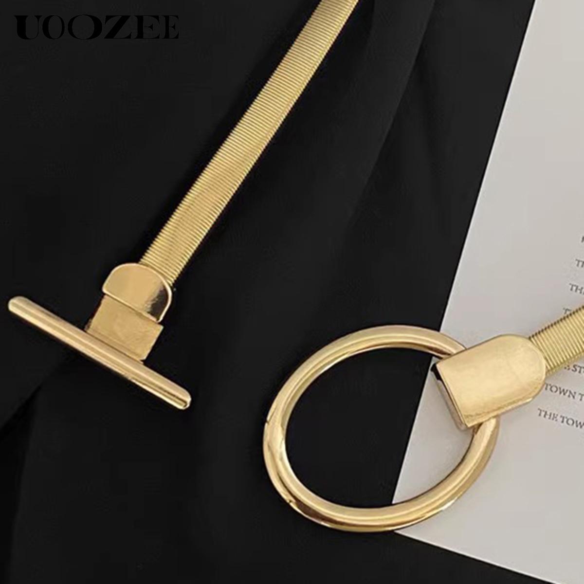 Buckle Geometric Pleated Solid Color Belts