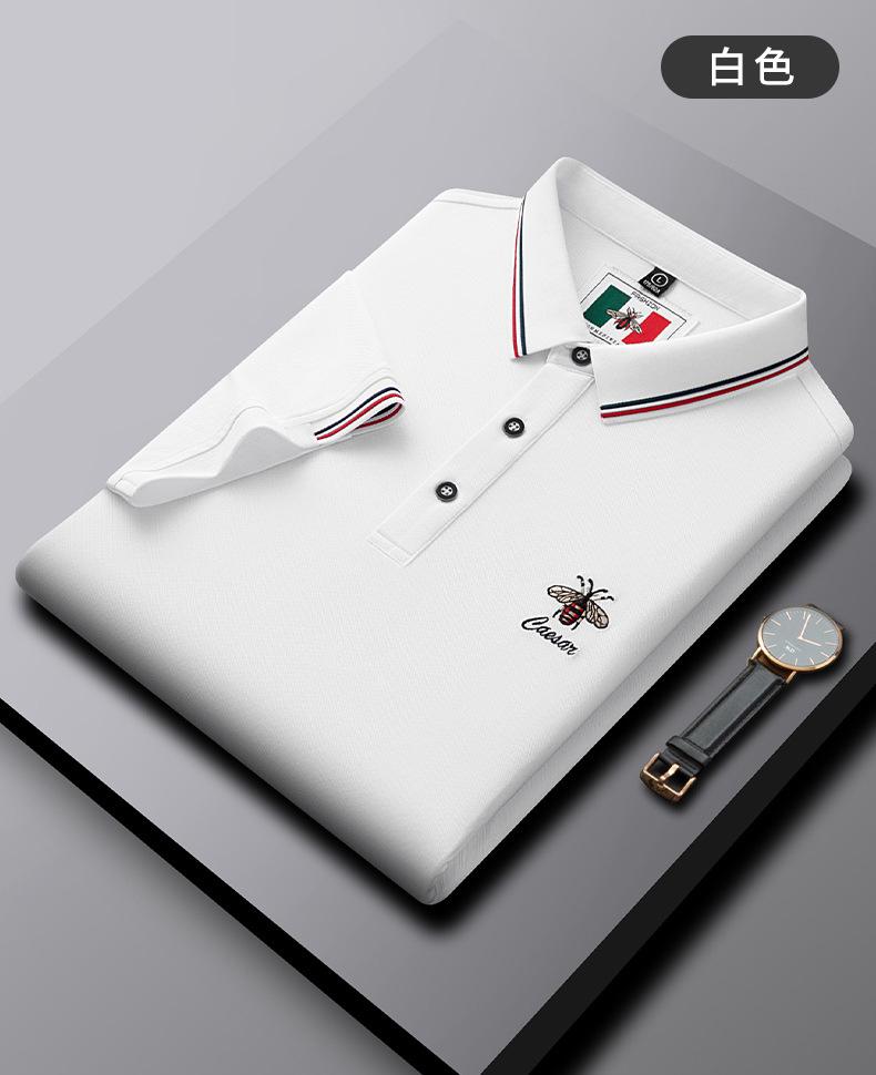 New Embroidered Bee Short Sleeve Lapel Polo Shirt High-end Trendy Brand Men's Top T-shirt