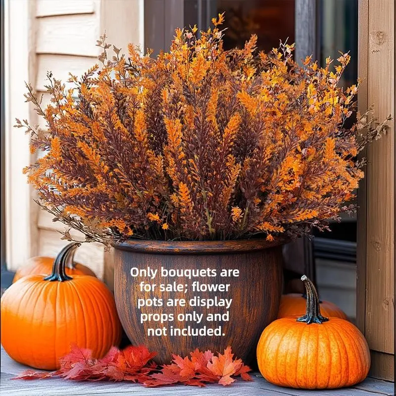 20 weatherproof and UV-resistant artificial wheat lavender stems, decorative artificial flowers, plastic simulated autumn flowers and plants, seasonal home decorations, vase filler.