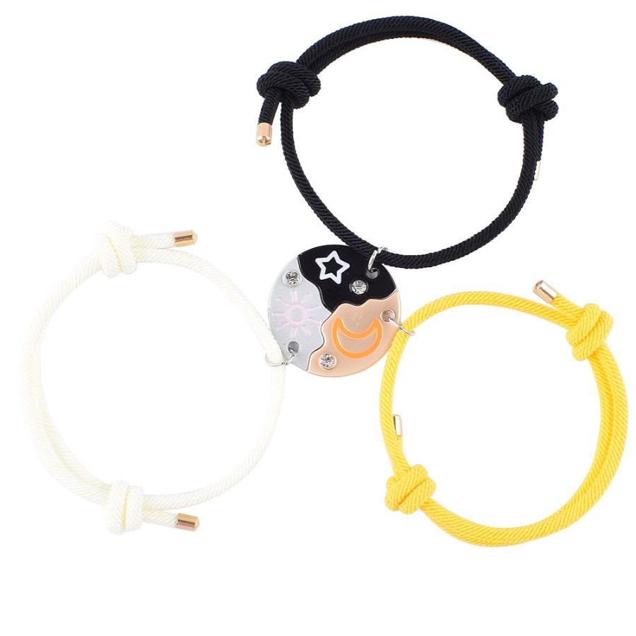 Sun, Moon, & Star Cloud Magnetic Necklace/Bracelet Set for 3/4,Puzzle Design BFF Jewelry for Best Friends & Sisters Ideal Friendship Gift with Rhinestone Detail Perfect for Birthday, Anniversary, Valentine's Day