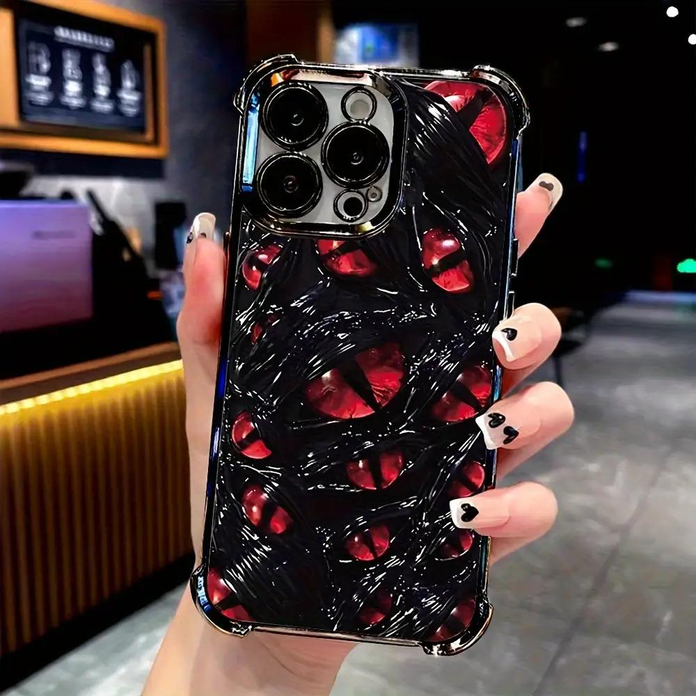 Devil's Eye Pattern Phone Case for iPhone 16, 15, 14, 13, 12, 11 Pro Max, X, XR, XS Max, 8, 7 Plus - Shockproof Transparent Soft Back Cover, Perfect Gift for All Seasons